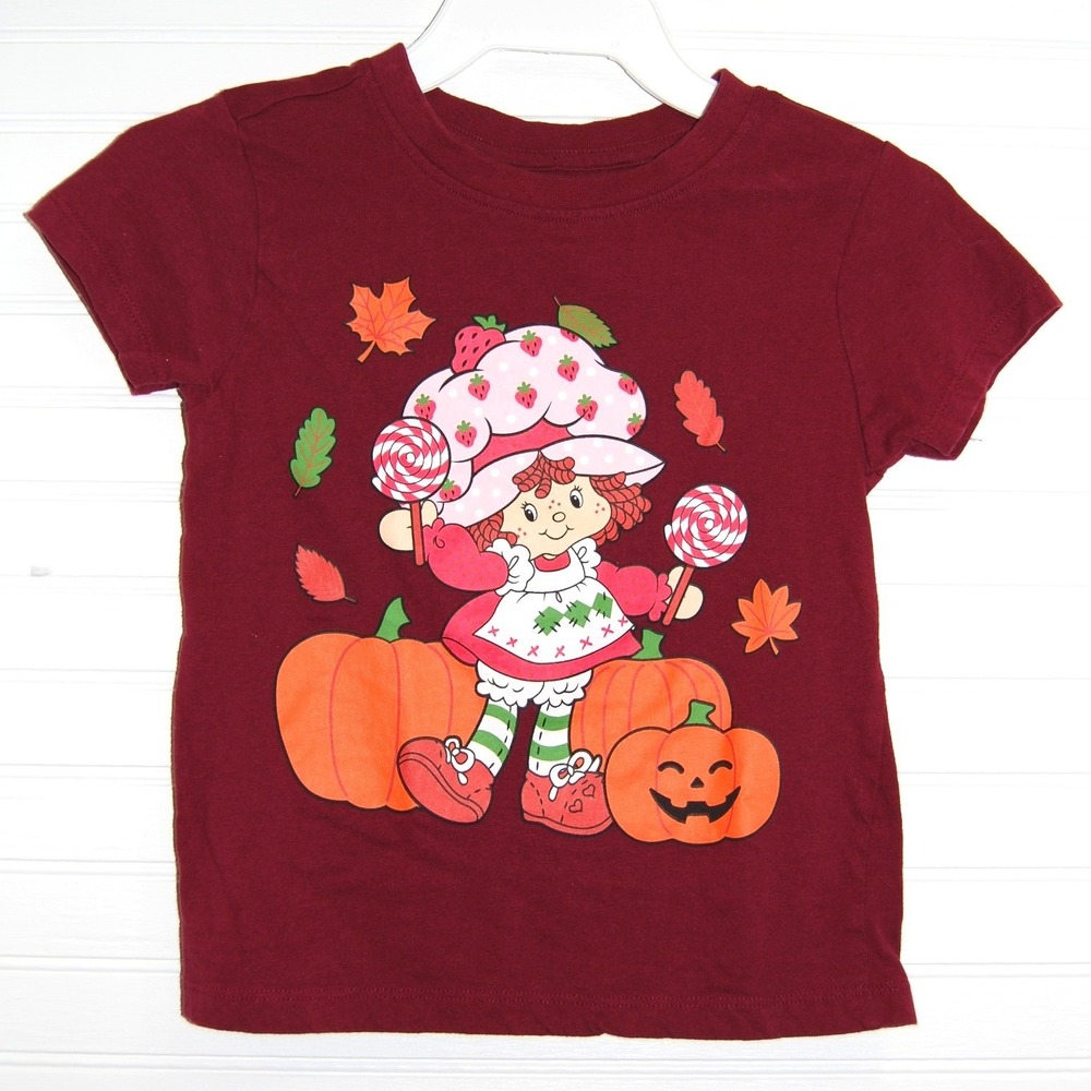 Girls Strawberry Shortcake t-shirt 5T Kids Cartoon Halloween Pumpkin Fall tee